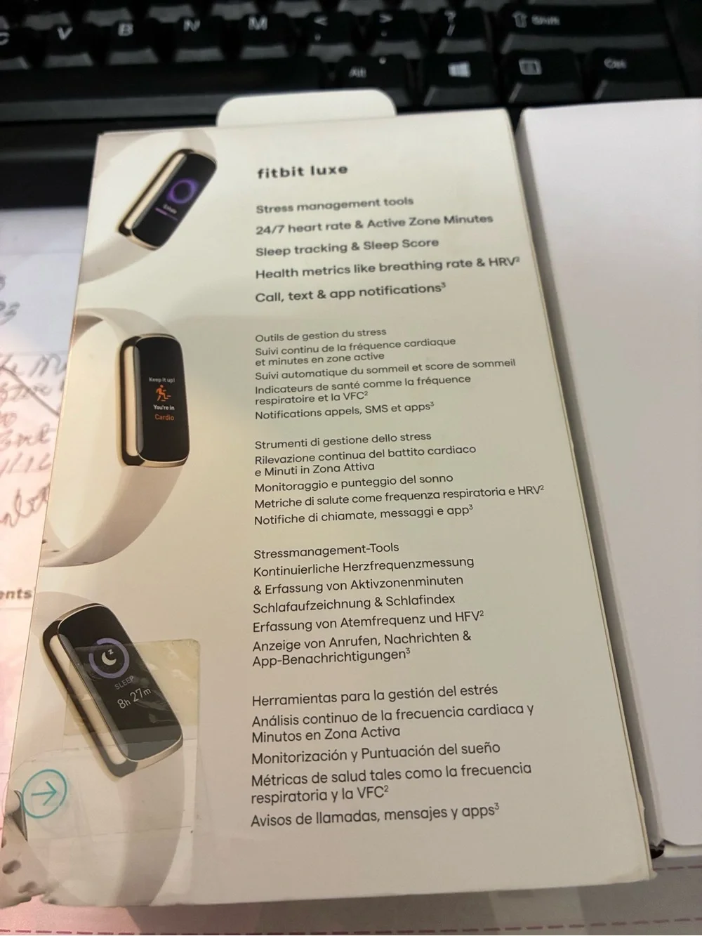 fitbit Luxe Fitness & Wellness Tracker - White Band with Gold Case